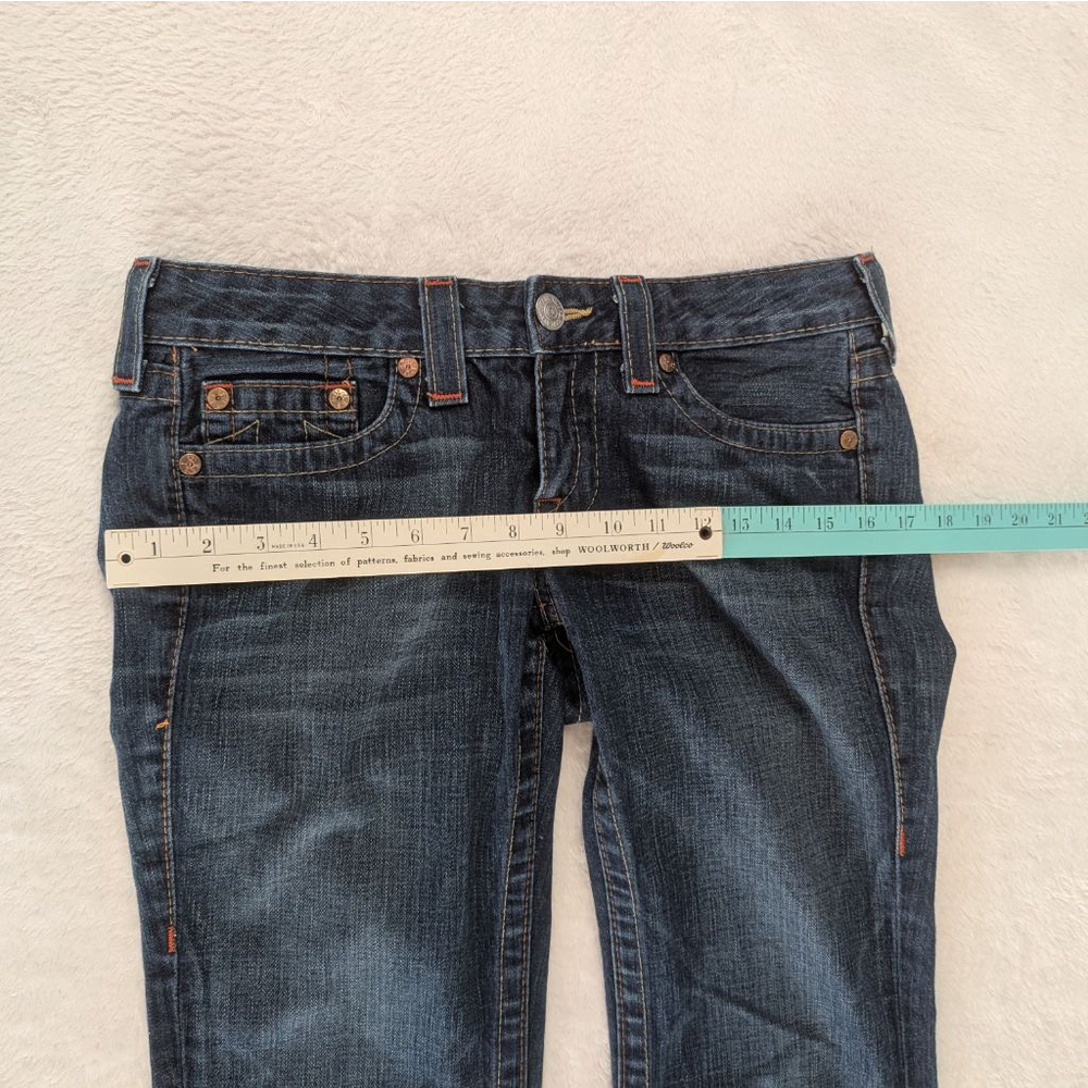 True Religion Bobby Blue Boot Cut with Orange Stitching Jeans - Size 28 - Picture 11 of 15